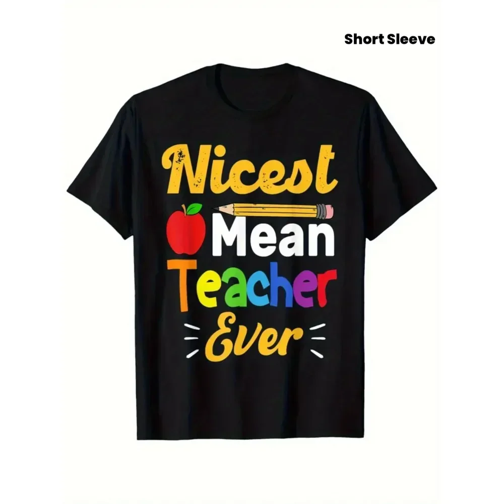 Funny Teacher Saying T-Shirt - Nicest Mean Teacher Ever Graphic Tee with Pencils - Black Shirt with Yellow & Multicolor
Funny Teacher Saying T-Shirt - Nicest Mean Teacher Ever Graphic Tee with Pencils - Black Shirt with Yellow & Multicolor