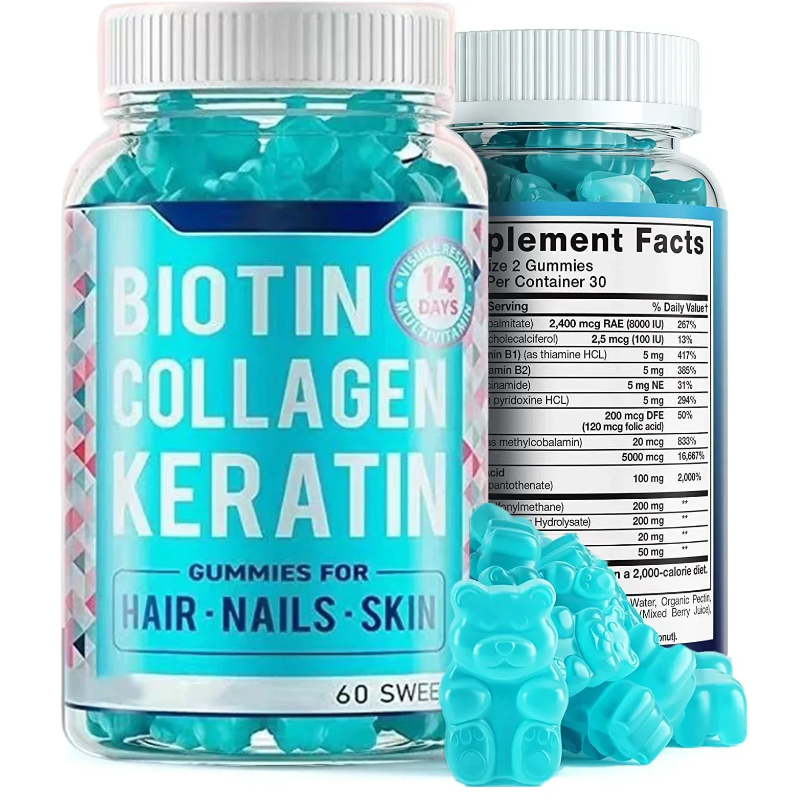 Biotin hair softens vitamin gum to keep hair strength and luster and improve skin, hair and nail health.
Biotin hair softens vitamin gum to keep hair strength and luster and improve skin, hair and nail health.