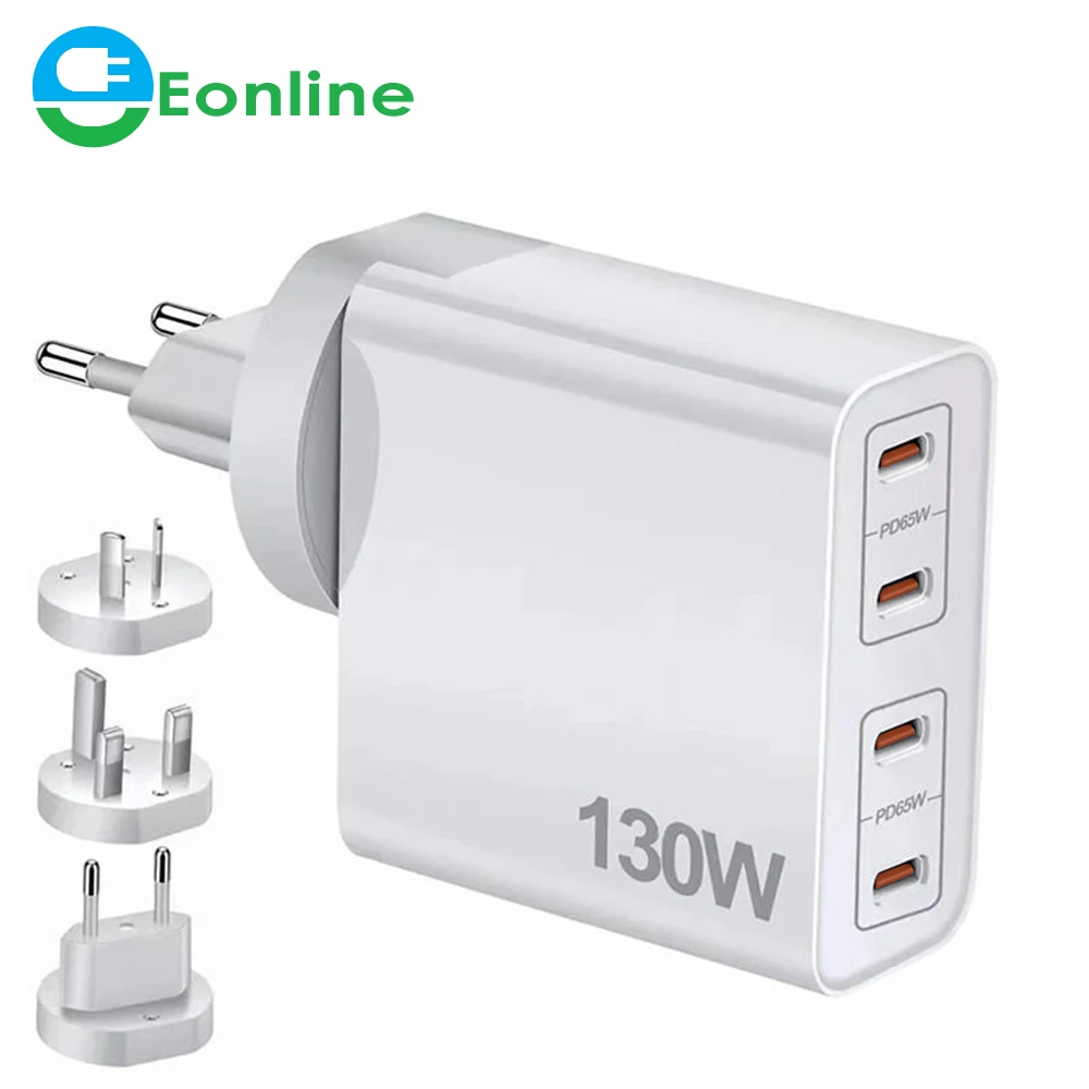 Eonline 3D GaN 130W Fast Charger 4-Port USB C Charging Station Double 65W Quick Charge Adapter for MacBook/Air iPad iPhone 15
Eonline 3D GaN 130W Fast Charger 4-Port USB C Charging Station Double 65W Quick Charge Adapter for MacBook/Air iPad iPhone 15