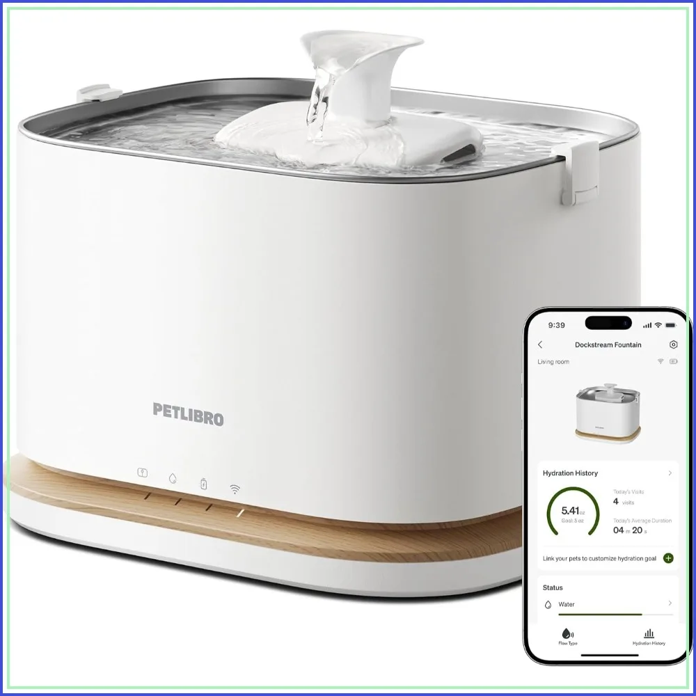 Upgrade Cordless Cat Water Fountain, 3L/101oz, App Monitoring, Stainless Steel Tray, 5GHz WiFi, Pet Water Dispenser
Upgrade Cordless Cat Water Fountain, 3L/101oz, App Monitoring, Stainless Steel Tray, 5GHz WiFi, Pet Water Dispenser
