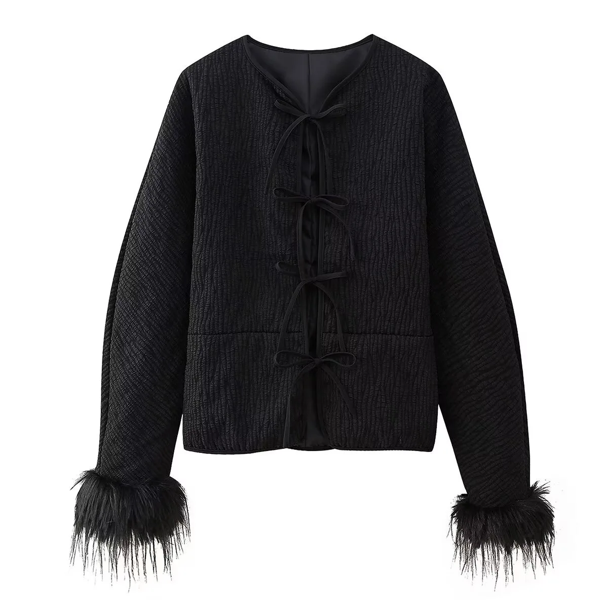 Vintage Black Jacket Women Clothing Coats French Feather Long Sleeve Lace-up Design Chic Patchwork Loose Outerwear Jackets New
Vintage Black Jacket Women Clothing Coats French Feather Long Sleeve Lace-up Design Chic Patchwork Loose Outerwear Jackets New