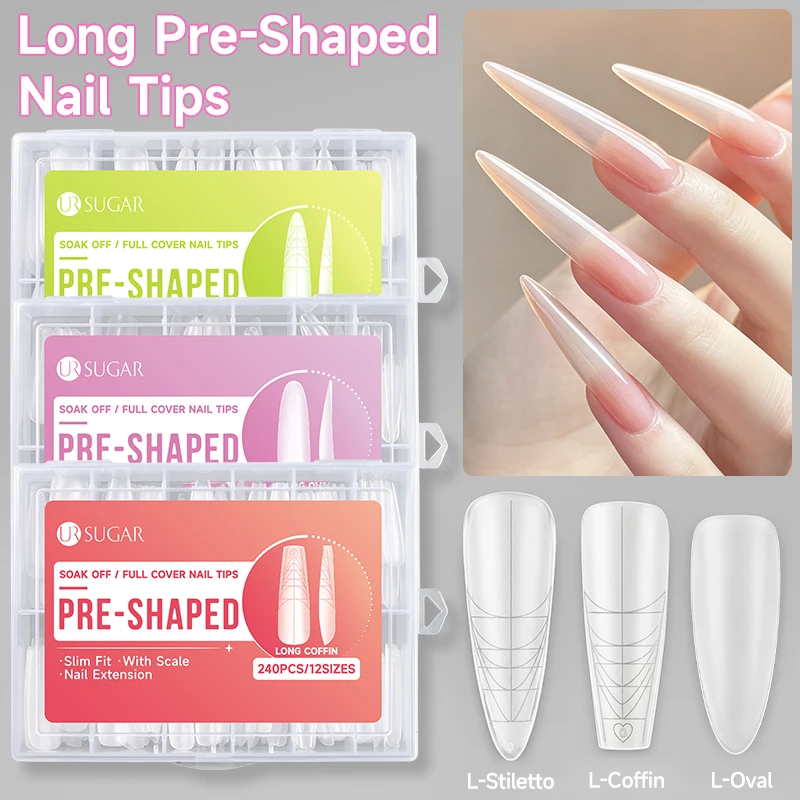 UR SUGAR 240pcs Long Pre-shaped Nail Tips 12 Sizes Full Cover Acrylic Nails Soak Off Extension Fake Nails For Salon DIY Manicure
UR SUGAR 240pcs Long Pre-shaped Nail Tips 12 Sizes Full Cover Acrylic Nails Soak Off Extension Fake Nails For Salon DIY Manicure