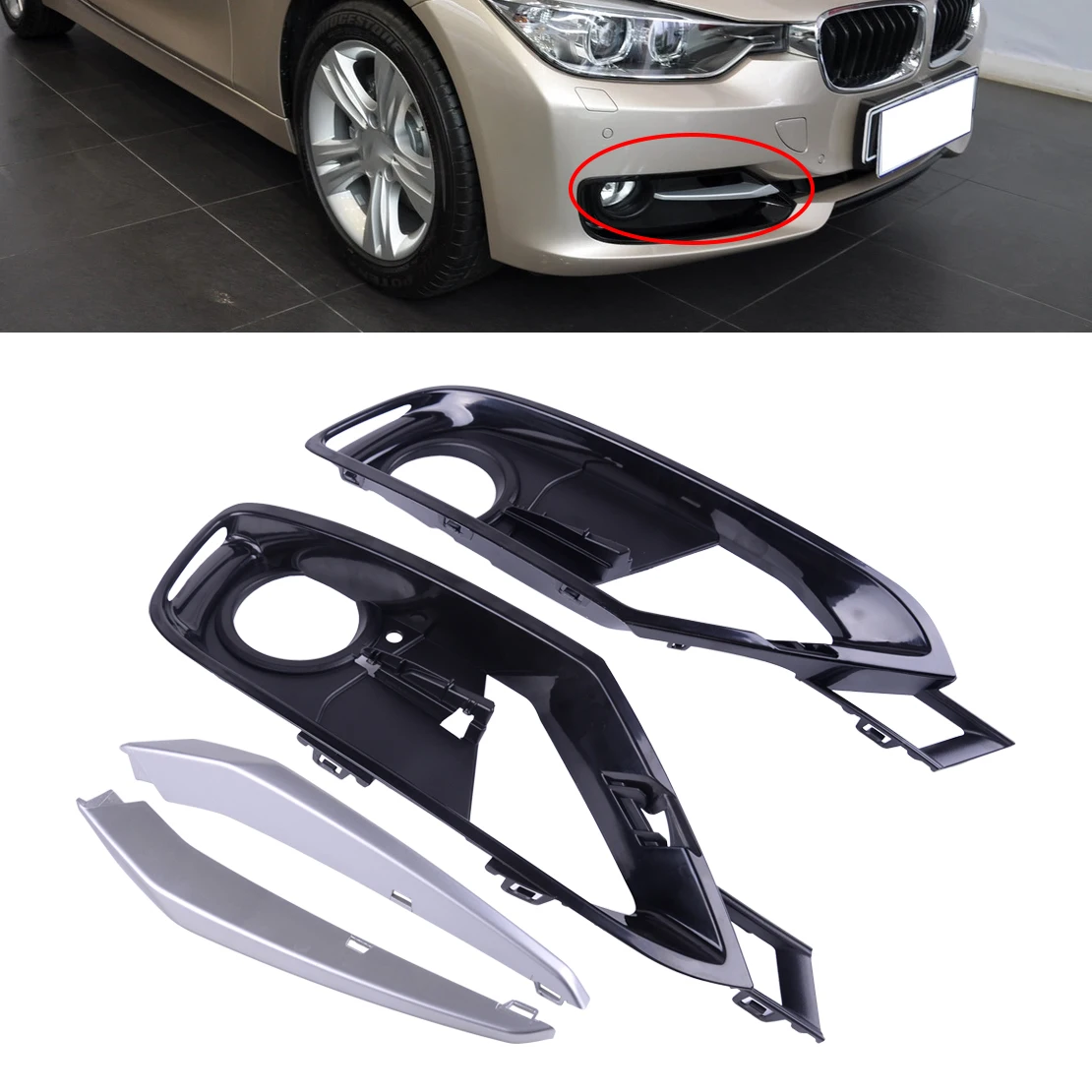 2 Open Grid Front Bumper Fog Light Grille 2 Chrom Trim Fit for BMW 3 Series F30/F31 2012-2015 51117300739 51117300740
2 Open Grid Front Bumper Fog Light Grille 2 Chrom Trim Fit for BMW 3 Series F30/F31 2012-2015 51117300739 51117300740