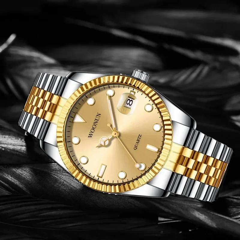 Hot Sale Luxury Gold Watches Men Fashion Business Wristwatches Stainless Steel Band Auto Date Quartz Watches Men Reloj Hombre
Hot Sale Luxury Gold Watches Men Fashion Business Wristwatches Stainless Steel Band Auto Date Quartz Watches Men Reloj Hombre