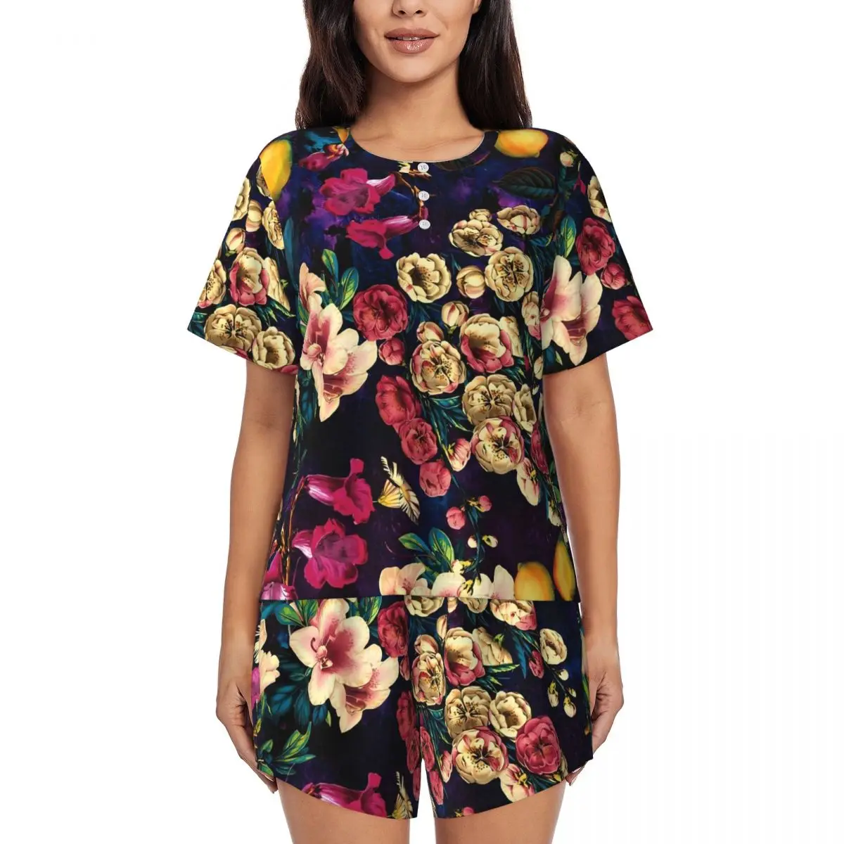 Пижамы с розовым цветочным принтом NIGHT FOREST, пижамные комплекты Kawaii с короткими рукавами, повседневная летняя дизайнерская одежда для сна, подарок на день рождения
Пижамы с розовым цветочным принтом NIGHT FOREST, пижамные комплекты Kawaii с короткими рукавами, повседневная летняя дизайнерская одежда для сна, подарок на день рождения