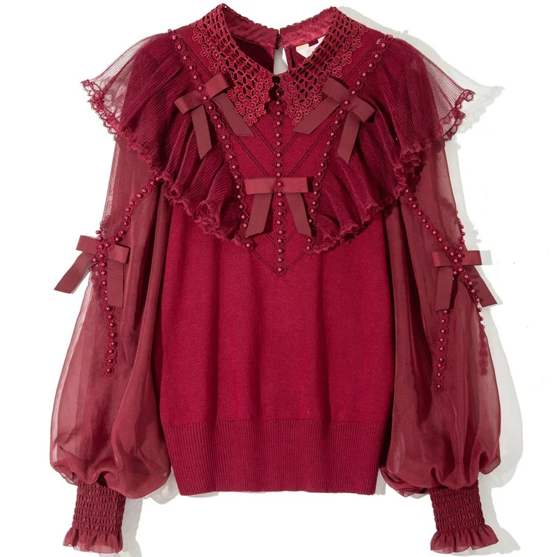 High Quality New Sweaters 2023 Spring Summer Autumn Tops Ladies Turn-down Collar Bow Deco Long Sleeve Red White Black Pullovers
High Quality New Sweaters 2023 Spring Summer Autumn Tops Ladies Turn-down Collar Bow Deco Long Sleeve Red White Black Pullovers