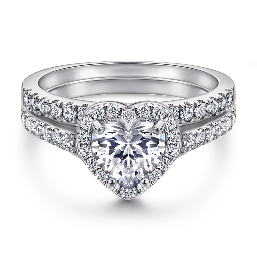 Romantic Heart Shaped Halo Wedding Ring Set Handmade 925 Silver Cubic Zirconia Engagement Ring Rhodium for Parties CMA Certified
Romantic Heart Shaped Halo Wedding Ring Set Handmade 925 Silver Cubic Zirconia Engagement Ring Rhodium for Parties CMA Certified