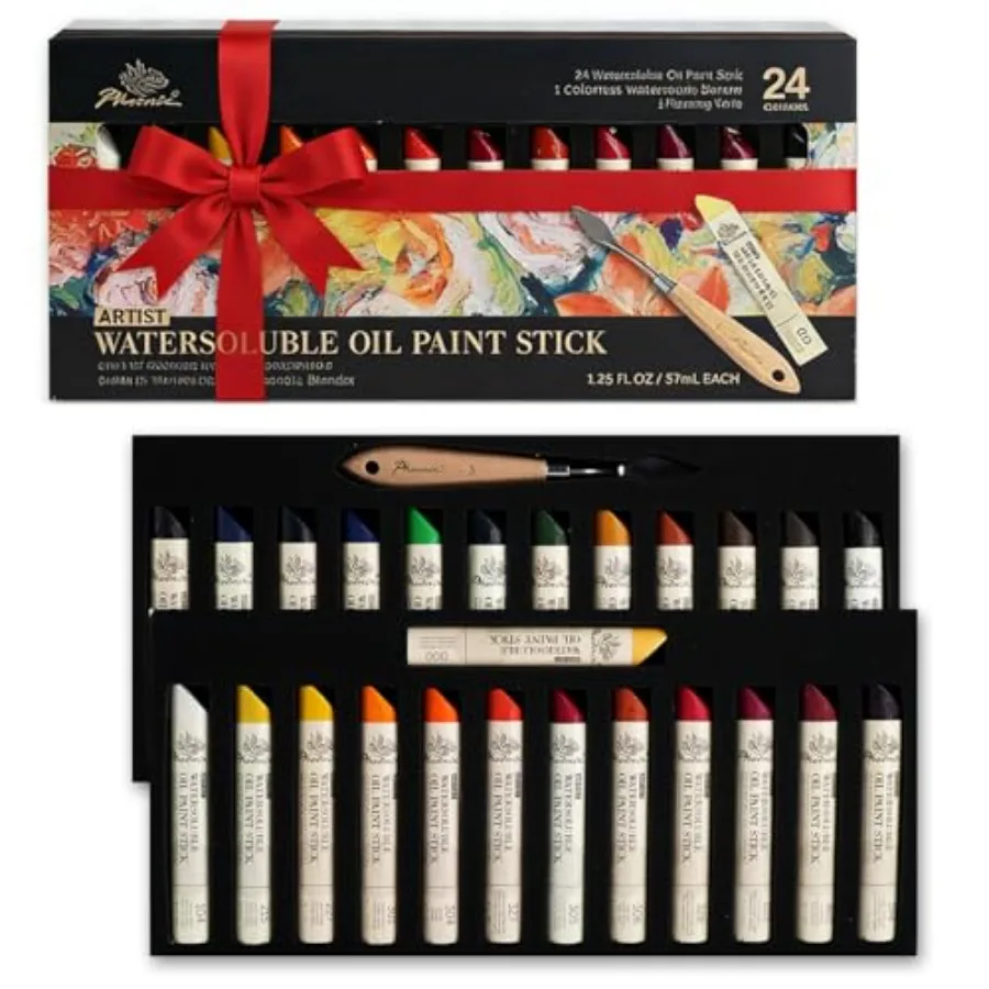 Professional Oil Paint Stick - Set of 24 Colors 37ml Large Soft Water Soluable Oil Pastels, Art Gift Pack Travel Set for Artist
Professional Oil Paint Stick - Set of 24 Colors 37ml Large Soft Water Soluable Oil Pastels, Art Gift Pack Travel Set for Artist