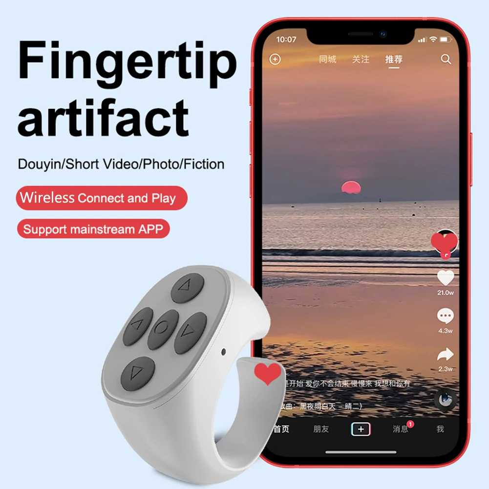 Wireless Bluetooth-compatible Selfie Video Controller Smart Fingertip Selfie Video Controller Type-c Charging for Mobile Phone
Wireless Bluetooth-compatible Selfie Video Controller Smart Fingertip Selfie Video Controller Type-c Charging for Mobile Phone