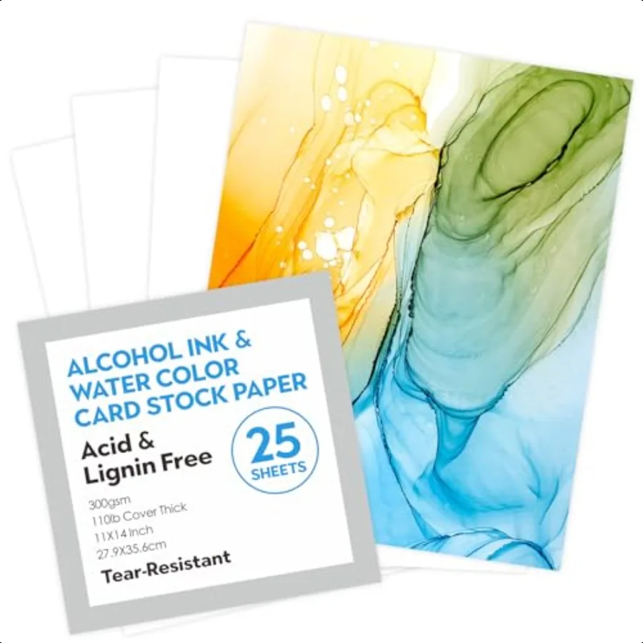 11x14 Inch 100lb Thick Alocohol Ink Water Color Card Stock 300gsm 25 Sheets Synthetic Paper Tear Resistant for Alcohol Inks Acr
11x14 Inch 100lb Thick Alocohol Ink Water Color Card Stock 300gsm 25 Sheets Synthetic Paper Tear Resistant for Alcohol Inks Acr