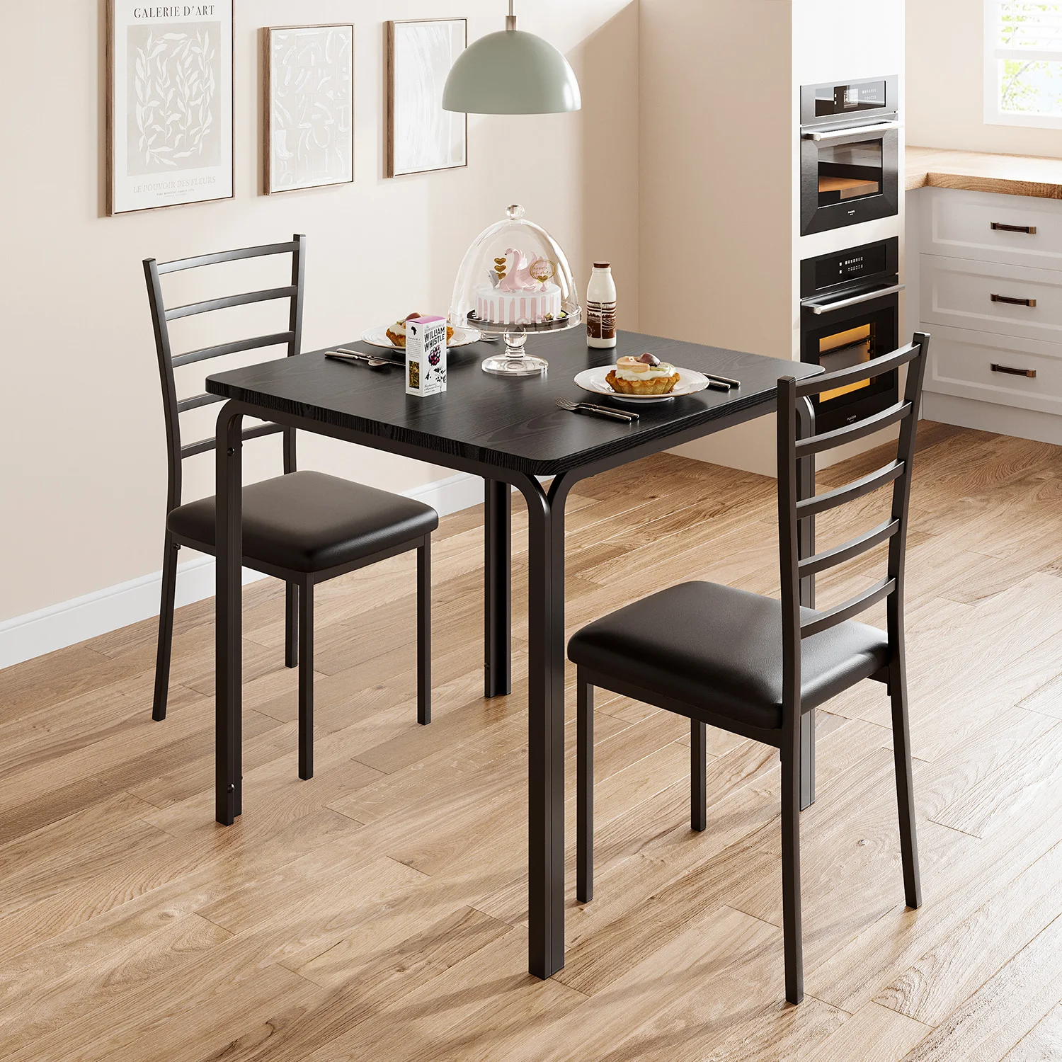 Space-Saving Modern Dining Table Set for 2, Metal Frame Kitchen Table with 2 Chairs Furniture for Small Dining Room Home Bar
Space-Saving Modern Dining Table Set for 2, Metal Frame Kitchen Table with 2 Chairs Furniture for Small Dining Room Home Bar
