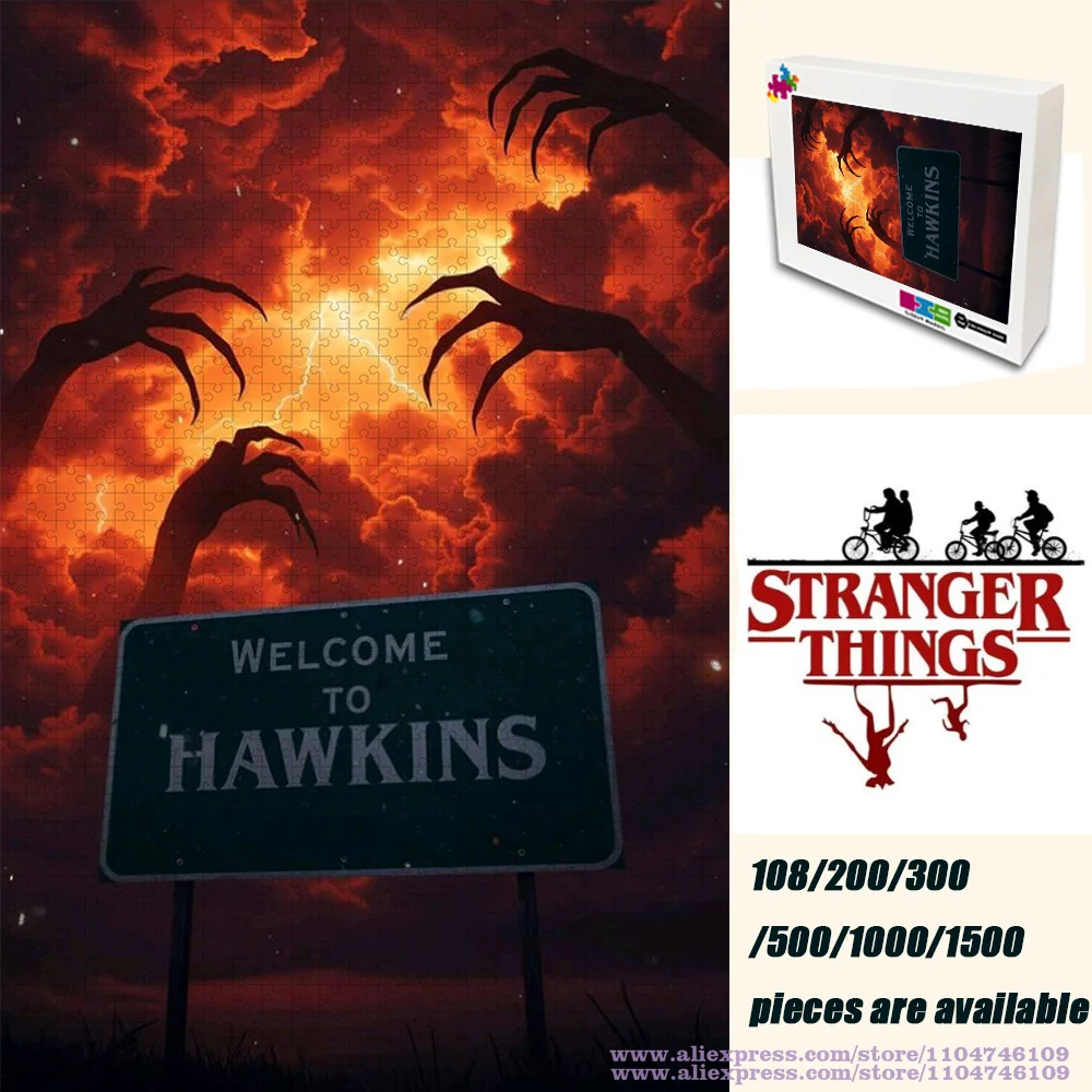 Stranger Things Puzzle Jigsaw Welcome To Hawkins Puzzles 108/200/300/500/1000/1500Pcs Intelligence Puzzles for Kids & Adults
Stranger Things Puzzle Jigsaw Welcome To Hawkins Puzzles 108/200/300/500/1000/1500Pcs Intelligence Puzzles for Kids & Adults