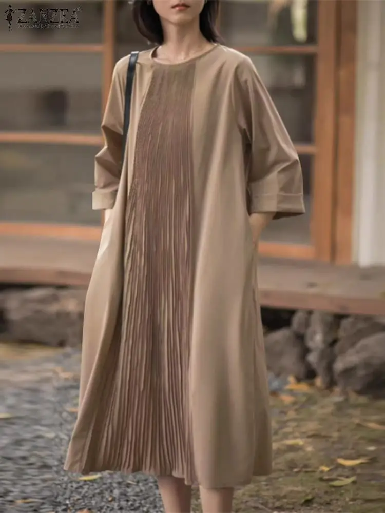 ZANZEA Fashion Loose Pockets Vestidos Office Lady Midi Dress 2024 Summer Solid Color Sundress Women Elegant Pleating Long Robe
ZANZEA Fashion Loose Pockets Vestidos Office Lady Midi Dress 2024 Summer Solid Color Sundress Women Elegant Pleating Long Robe