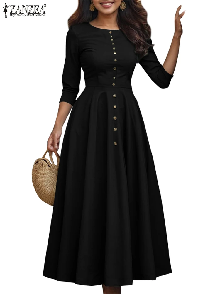 Fashion Women Long Sleeve Party Work Sundress ZANZEA 2025 Spring Dresse Elegant Casual Holiday Vestidos Solid Buttons Midi Robe
Fashion Women Long Sleeve Party Work Sundress ZANZEA 2025 Spring Dresse Elegant Casual Holiday Vestidos Solid Buttons Midi Robe