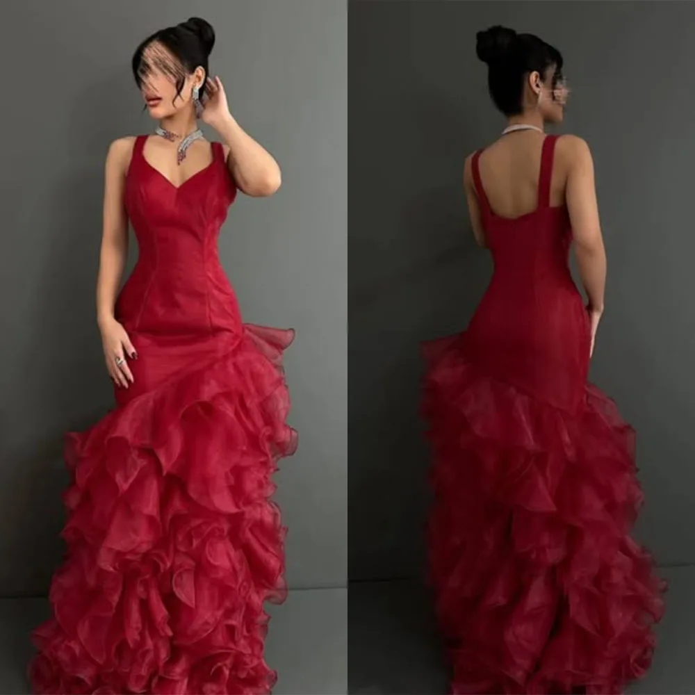 High Quality Customized V-neck Floor Length Red Tulle Wedding Party Tiered Pleat Vestidos Elegantes Para Mujer Para Una Boda
High Quality Customized V-neck Floor Length Red Tulle Wedding Party Tiered Pleat Vestidos Elegantes Para Mujer Para Una Boda