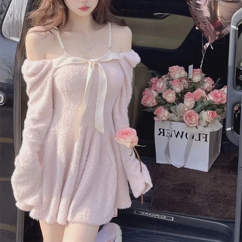 Женское платье с длинными рукавами и жемчужной цепочкой Sweet Bow для похудения, розовая мягкая и липкая юбка трапециевидной формы 2025
Женское платье с длинными рукавами и жемчужной цепочкой Sweet Bow для похудения, розовая мягкая и липкая юбка трапециевидной формы 2025