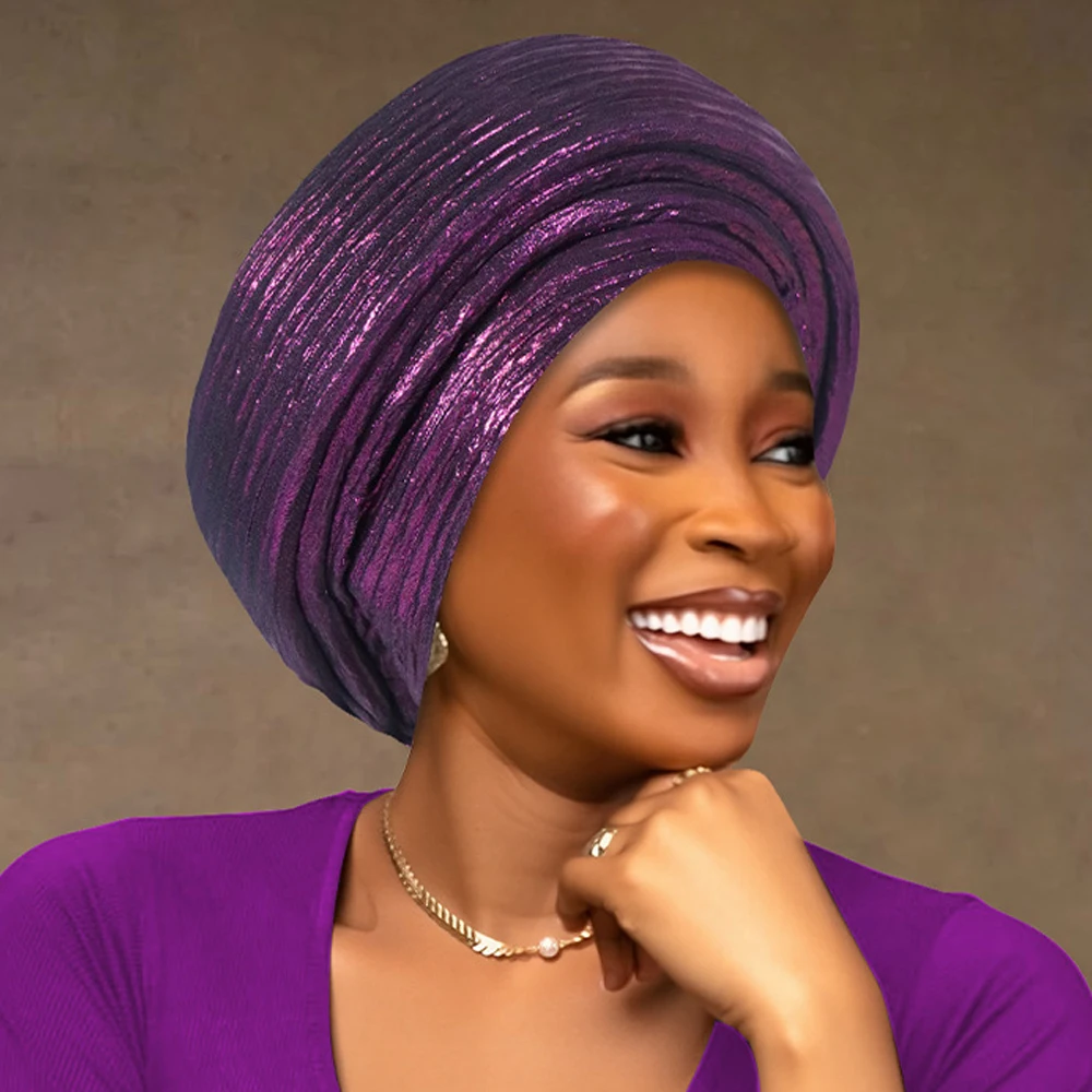 Glitter Women African Auto Gele Headtie Turban Cap Nigeria Wedding Party Headgear Muslim Hijab Head Wrap Pleated Hat Headpiece
Glitter Women African Auto Gele Headtie Turban Cap Nigeria Wedding Party Headgear Muslim Hijab Head Wrap Pleated Hat Headpiece