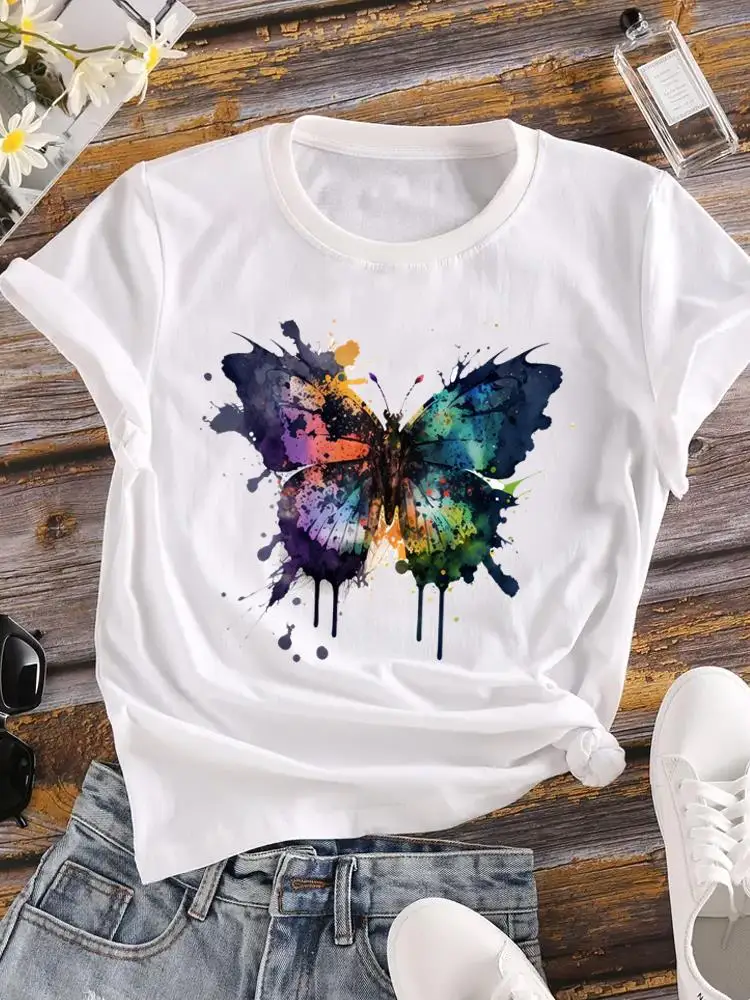 Women Female Ladies Short Sleeve Clothes Print Top Butterfly Lovely Style Cute Fashion T Shirt Graphic T-shirt Clothing Tee
Women Female Ladies Short Sleeve Clothes Print Top Butterfly Lovely Style Cute Fashion T Shirt Graphic T-shirt Clothing Tee