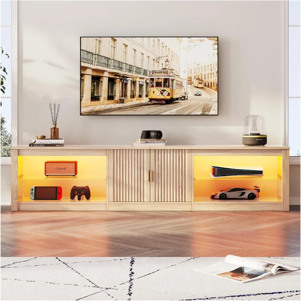 80 Inch TV Stand for 75/85/90 inch TVs, LED Entertainment Center with Fluted Storage Cabinet & Adjustable Shelves
80 Inch TV Stand for 75/85/90 inch TVs, LED Entertainment Center with Fluted Storage Cabinet & Adjustable Shelves