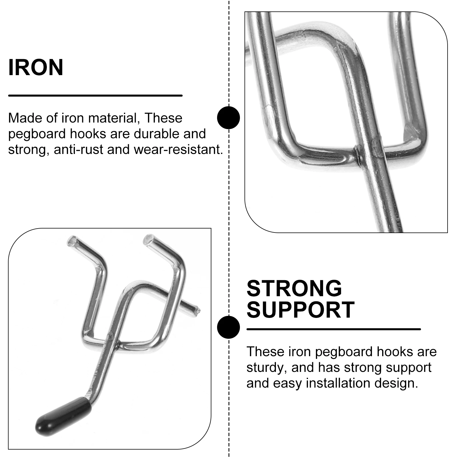 20 Sets 2.5 Hole Iron Hooks 3.5mm Thick with Black Caps for Workshop Garage Supermarket Display Shelving Utility Tool Hanger 
20 Sets 2.5 Hole Iron Hooks 3.5mm Thick with Black Caps for Workshop Garage Supermarket Display Shelving Utility Tool Hanger