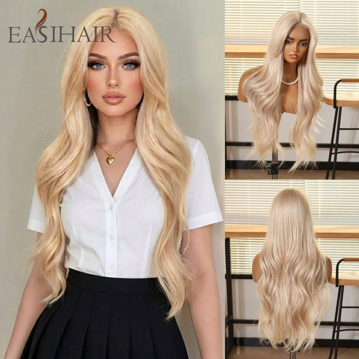 Platinum Blonde Long Wavy Synthetic Wig with Middle Part Heat Resistant Fiber Natural Looking Hair for Women Cosplay Daily Party
Platinum Blonde Long Wavy Synthetic Wig with Middle Part Heat Resistant Fiber Natural Looking Hair for Women Cosplay Daily Party