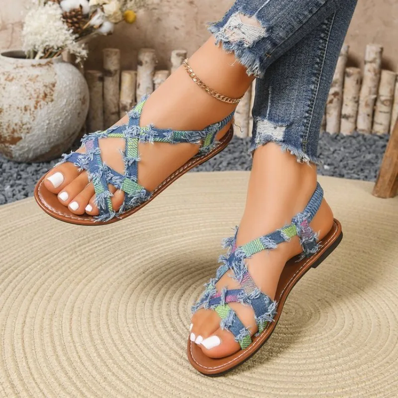 Women Flat Sandals Summer Denim Frayed Cross Strap Slingback Bohemian Casual Beach Holiday Ladies Open Toe Shoes Footwear 2026
Women Flat Sandals Summer Denim Frayed Cross Strap Slingback Bohemian Casual Beach Holiday Ladies Open Toe Shoes Footwear 2026