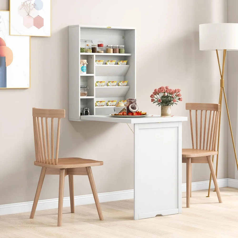 Wall Mounted Desk, Fold Out Convertible Desk with Storage Shelves, Space Saving Wall Folding Table
Wall Mounted Desk, Fold Out Convertible Desk with Storage Shelves, Space Saving Wall Folding Table