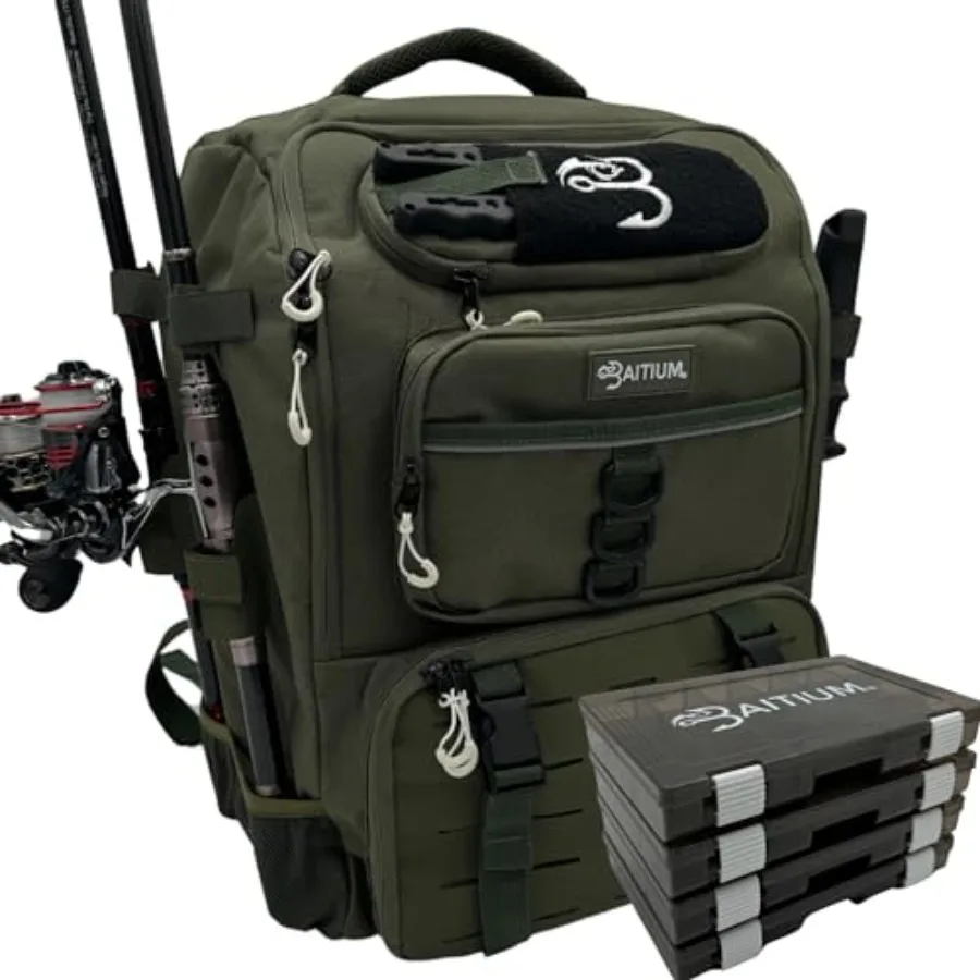 Fishing Backpack, Tackle Bag With Rod Holders, 40L Capacity With Cooler, Rain Cover, Insulated Pocket, 4 Tackle Trays Included
Fishing Backpack, Tackle Bag With Rod Holders, 40L Capacity With Cooler, Rain Cover, Insulated Pocket, 4 Tackle Trays Included