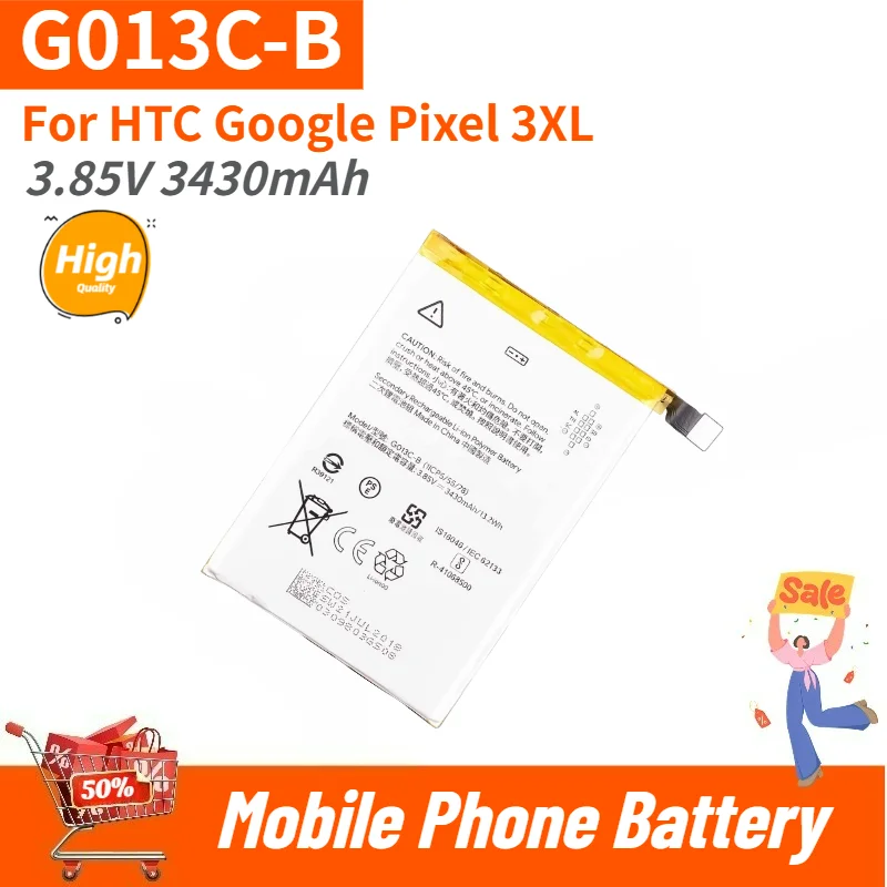 High Quality G013C-B Mobile Phone Battery 3.85V 3430mAh For HTC Google Pixel 3XL Brand New Replacement Battery
High Quality G013C-B Mobile Phone Battery 3.85V 3430mAh For HTC Google Pixel 3XL Brand New Replacement Battery