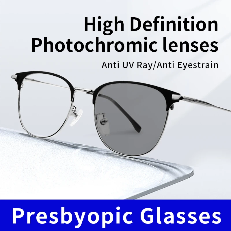 Фотохромные очки для чтения для мужчин, деловые офисные солнцезащитные очки в металлической оправе с защитой от ультрафиолета/ограничения зрения/бликовыми линзами, 
Фотохромные очки для чтения для мужчин, деловые офисные солнцезащитные очки в металлической оправе с защитой от ультрафиолета/ограничения зрения/бликовыми линзами,