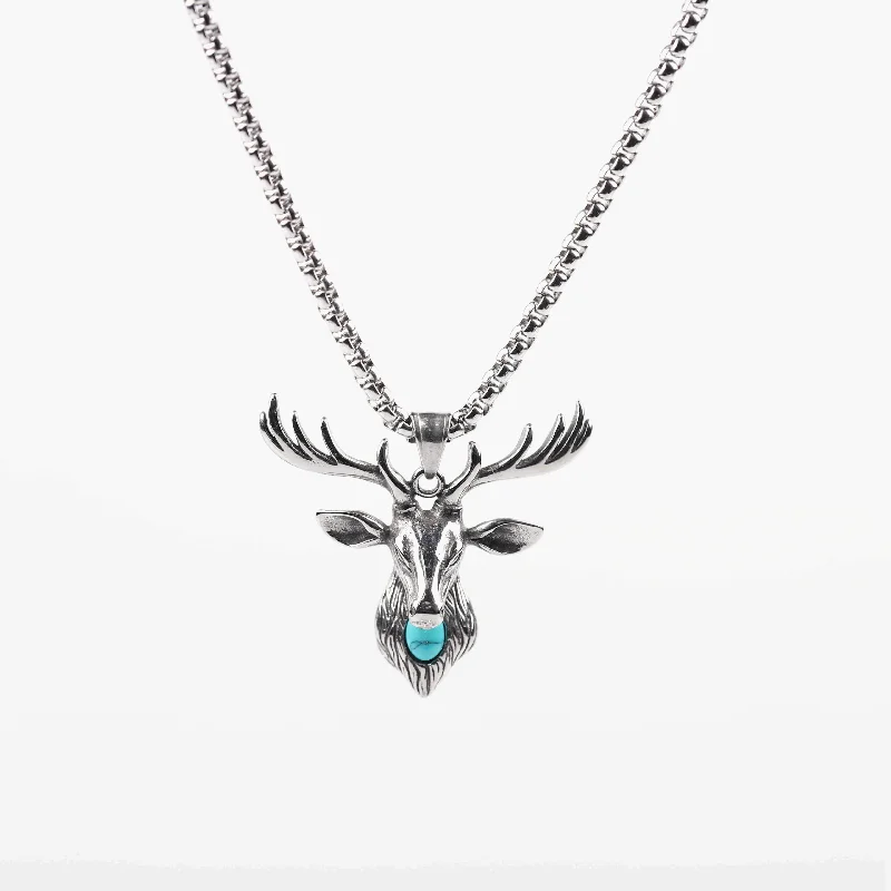 Nordic Mythology Stainless Steel Deer-shaped Sapphire Embellished Necklace Guardian Elk Pendant Necklace Personality Jewelry
Nordic Mythology Stainless Steel Deer-shaped Sapphire Embellished Necklace Guardian Elk Pendant Necklace Personality Jewelry