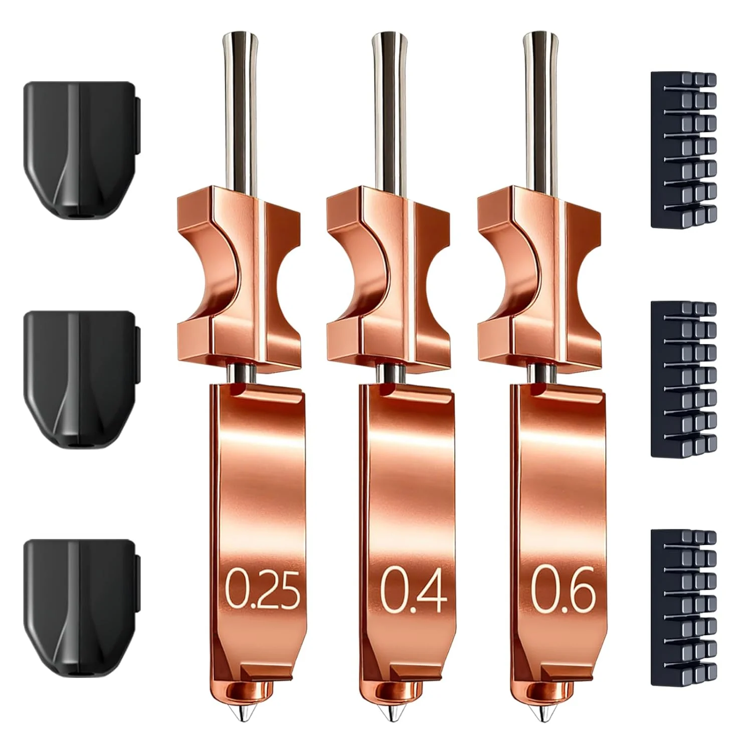 3Pcs Upgraded Flashforge AD5X Hotend Kit, 0.25‑0.4‑0.6mm High‑Flow High‑Speed Nozzles w/ Silicone Covers & Cleaning Brushes
3Pcs Upgraded Flashforge AD5X Hotend Kit, 0.25‑0.4‑0.6mm High‑Flow High‑Speed Nozzles w/ Silicone Covers & Cleaning Brushes