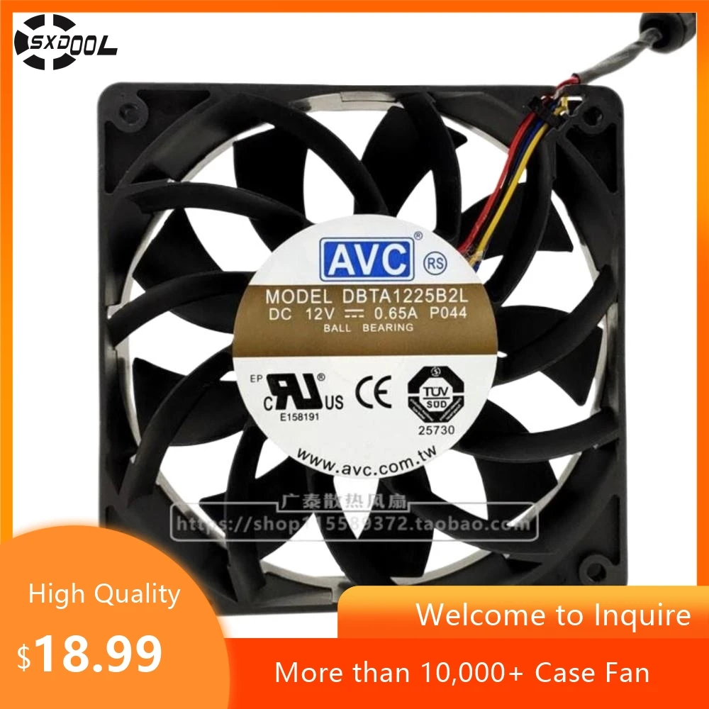 For AVC DBTA1225B2L 120x120x25mm 12V 0.54A 4100RPM 108CFM High-Performance PWM Cooling Fan
For AVC DBTA1225B2L 120x120x25mm 12V 0.54A 4100RPM 108CFM High-Performance PWM Cooling Fan