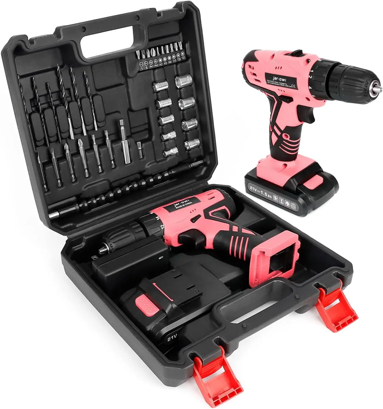 Pink Cordless Drill Set for Women, 21V with 350 in-lb Torque, Variable Speed, Keyless Chuck & Li-Ion Battery for Home DIY
Pink Cordless Drill Set for Women, 21V with 350 in-lb Torque, Variable Speed, Keyless Chuck & Li-Ion Battery for Home DIY