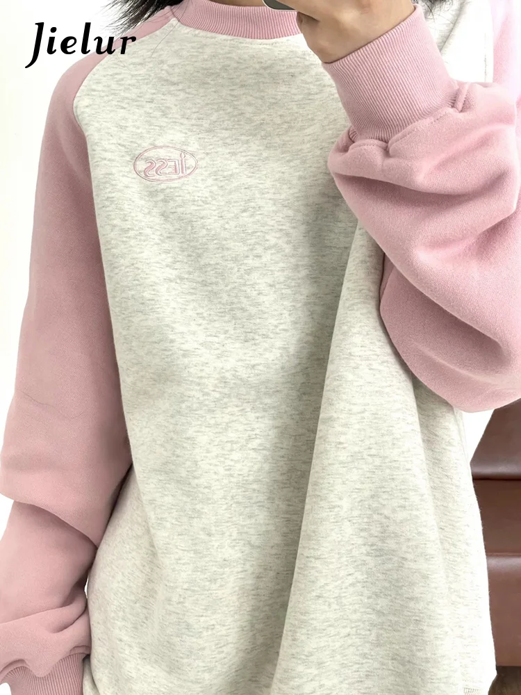 Jielur Sweet Pink Spell Color Women's Hoodies O-neck Fashion Autumn Loose Pullovers Basic Female Hoodies Casual Office Ladies
Jielur Sweet Pink Spell Color Women's Hoodies O-neck Fashion Autumn Loose Pullovers Basic Female Hoodies Casual Office Ladies