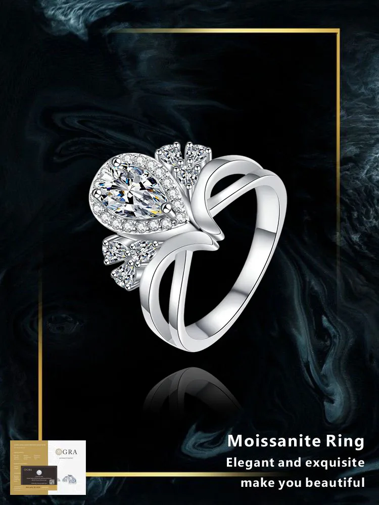 925 sterling silver moissanite ring VVS1 women wedding 1 carat fashion luxury V-shaped bridal jewelry ring with GRA certified
925 sterling silver moissanite ring VVS1 women wedding 1 carat fashion luxury V-shaped bridal jewelry ring with GRA certified