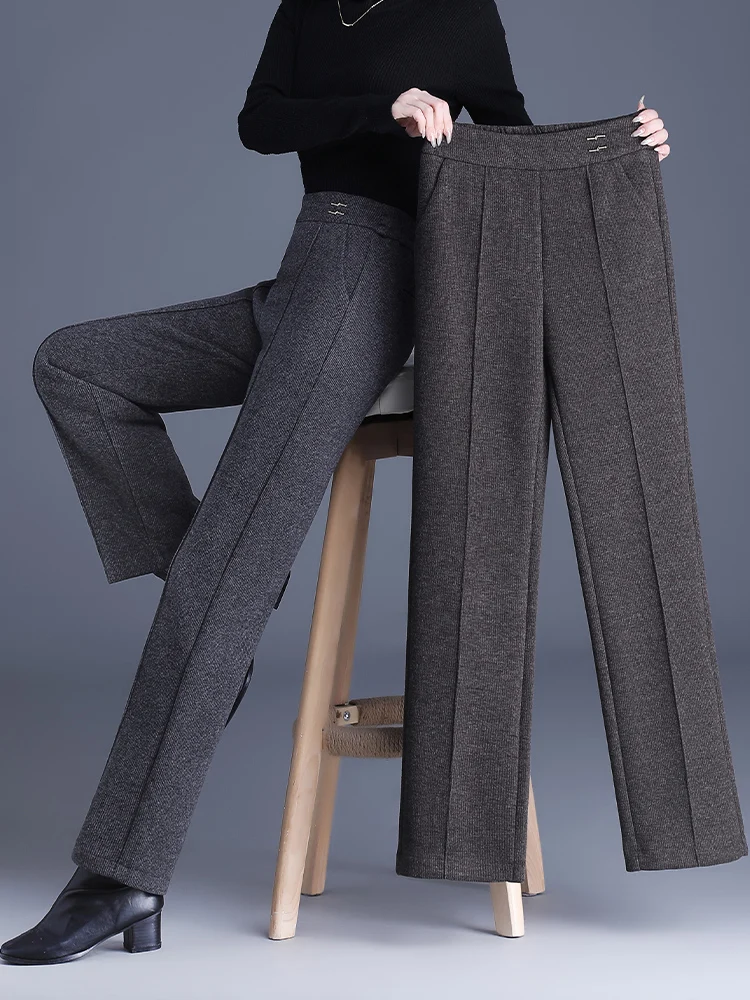 Women's Wool Straight Leg Pants Autumn Winter Slim Fit Wide Leg Casual High Waist Trousers Soft Comfortable Polyester Blend
Women's Wool Straight Leg Pants Autumn Winter Slim Fit Wide Leg Casual High Waist Trousers Soft Comfortable Polyester Blend