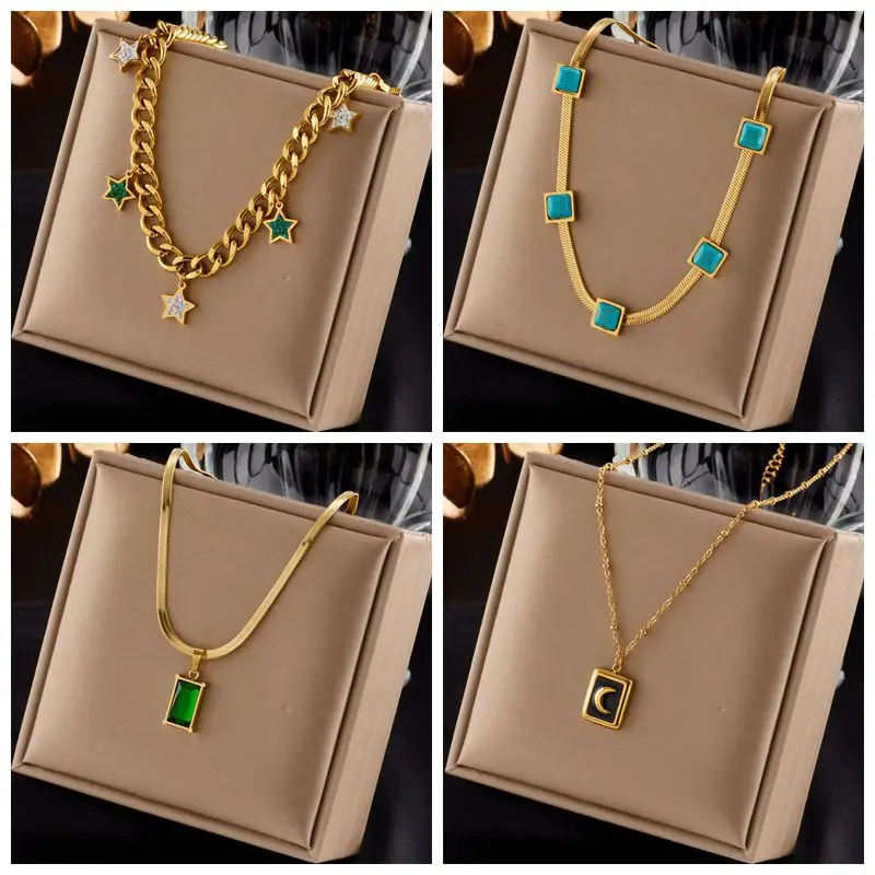MEYRROYU 316L Stainless Steel Gold Color Snake Chain Choker Women Blue Stone Necklace Accessories Jewelry Gifts for Girls' Party
MEYRROYU 316L Stainless Steel Gold Color Snake Chain Choker Women Blue Stone Necklace Accessories Jewelry Gifts for Girls' Party