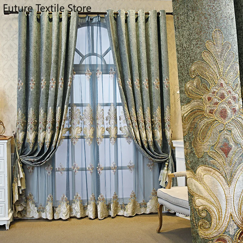 Custom European-style embroidered simple curtains for living room luxury chenille high-end blackout floor-to-ceiling windows rhj
Custom European-style embroidered simple curtains for living room luxury chenille high-end blackout floor-to-ceiling windows rhj