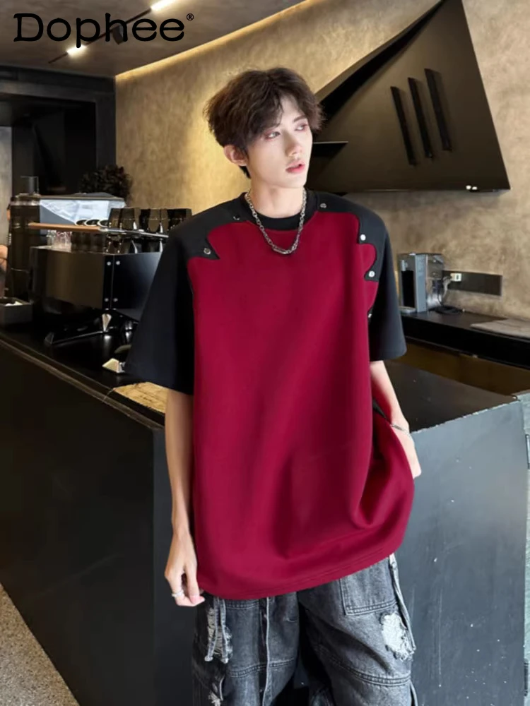 Men's 2025 Summer New Tops Short-sleeve Round Neck T-shirts Male Niche Design Loose Comfort Shoulder Pads Color Matching Tees
Men's 2025 Summer New Tops Short-sleeve Round Neck T-shirts Male Niche Design Loose Comfort Shoulder Pads Color Matching Tees
