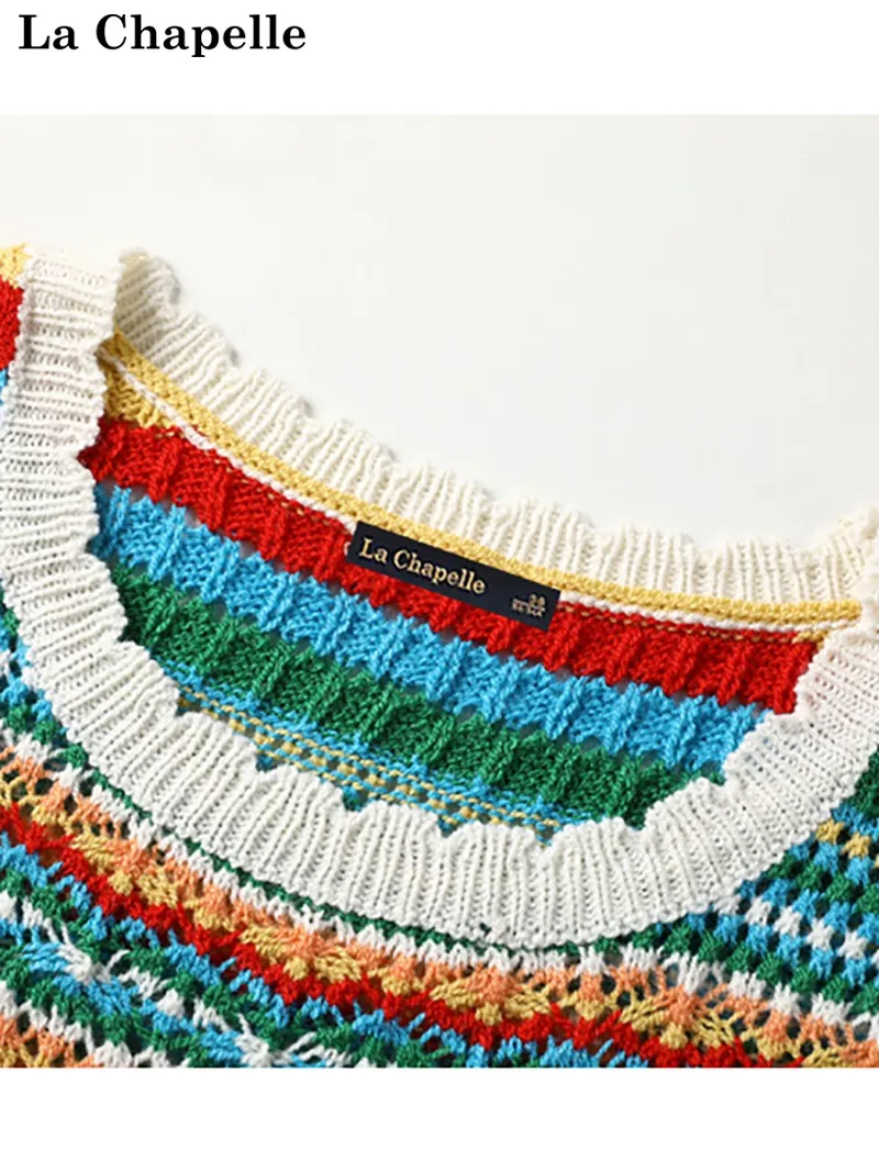 La Chapelle цветной полосатый контрастный винтажный полый вязаный жилет без рукавов, топ, женская модная летняя дышащая хлопковая майка 
La Chapelle цветной полосатый контрастный винтажный полый вязаный жилет без рукавов, топ, женская модная летняя дышащая хлопковая майка