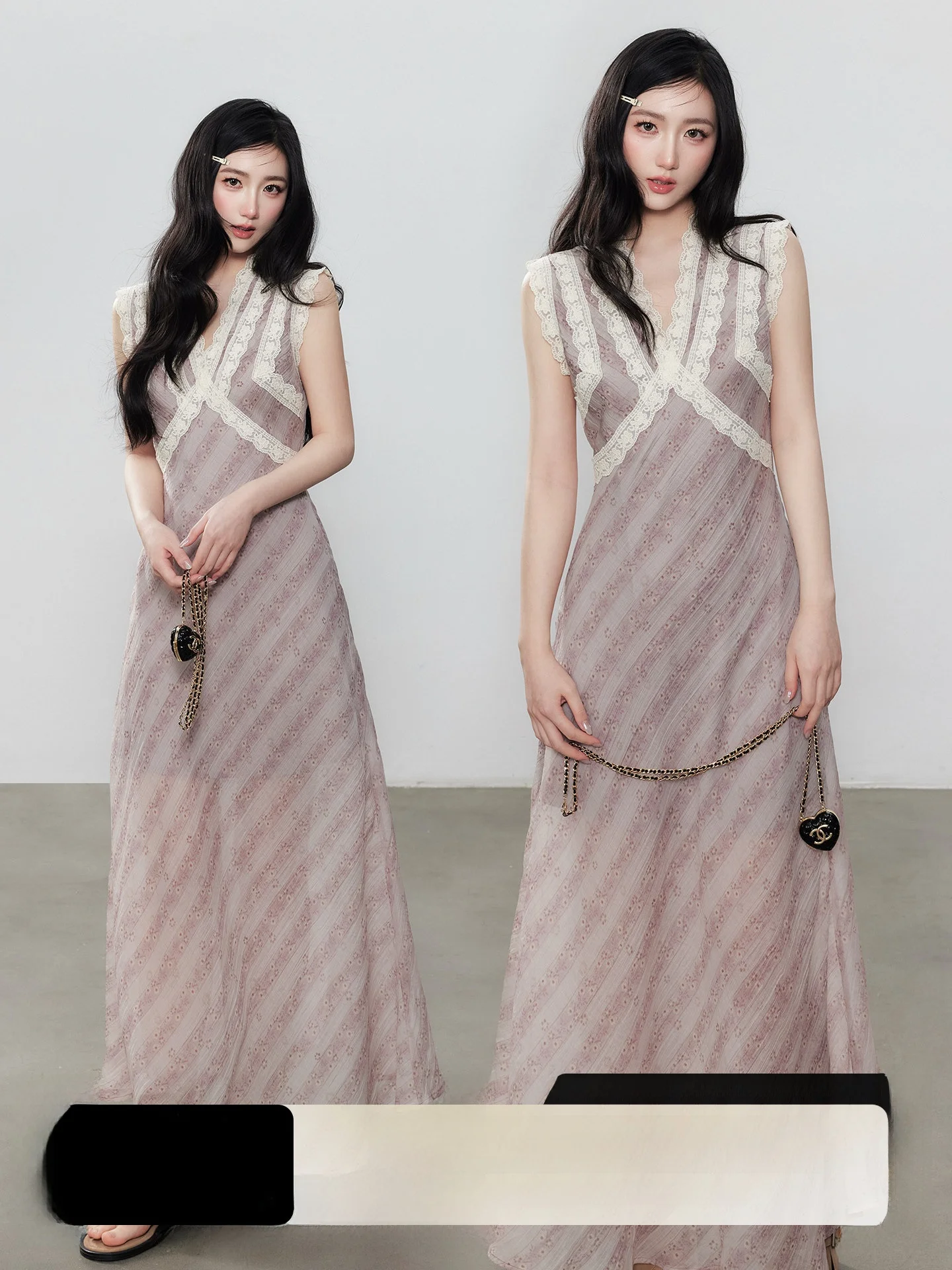 Yuzhi Beach Vacation V-neck Lace Trim Waist-cinching Long Dress Purple Pink Floral Print Gown French Style A-line Skirt
Yuzhi Beach Vacation V-neck Lace Trim Waist-cinching Long Dress Purple Pink Floral Print Gown French Style A-line Skirt