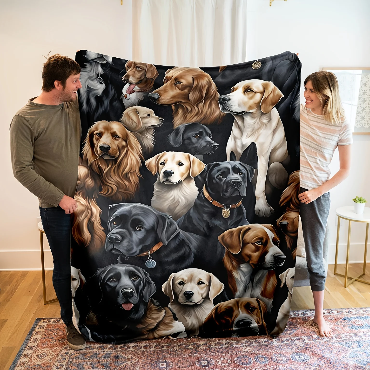1pc Contemporary Flannel Dog Puzzle Print Throw Blanket - Machine Washable, Hypoallergenic, All-Season Cozy Sofa & Bed Cover
1pc Contemporary Flannel Dog Puzzle Print Throw Blanket - Machine Washable, Hypoallergenic, All-Season Cozy Sofa & Bed Cover
