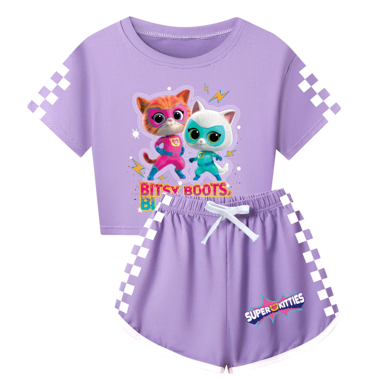 Одежда Superkitties, детская футболка с изображением супер кошек + шорты, комплект из 2 предметов, летние одинаковые комплекты для всей семьи для маленьких девочек, комплекты одежды для маленьких мальчиков
Одежда Superkitties, детская футболка с изображением супер кошек + шорты, комплект из 2 предметов, летние одинаковые комплекты для всей семьи для маленьких девочек, комплекты одежды для маленьких мальчиков