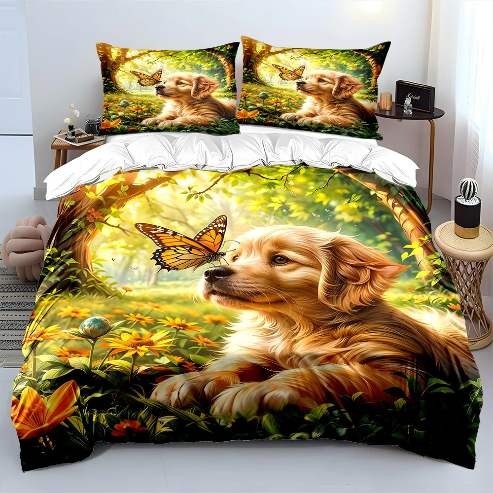 Butterfly and Dog in Sunny Forest Print Bedding Set 1 Duvet Cover 2 Pillowcases for Adult and Children Luxury Gift Full Size
Butterfly and Dog in Sunny Forest Print Bedding Set 1 Duvet Cover 2 Pillowcases for Adult and Children Luxury Gift Full Size