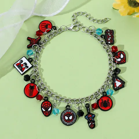 Marvel Spiderman Crystal Bracelets for Men and Women, Creative Enamel Pendants, Fans, Spider-Man Cosplay Accessories, Collection