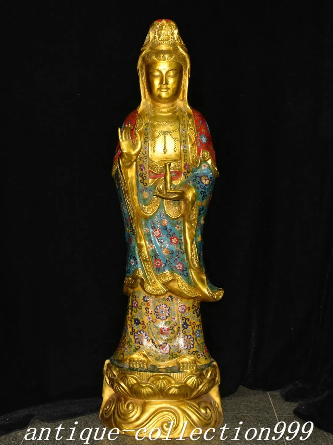 39 "'Thousand Dragon Cloisonne Enamel Gold Guanyin Bodhisattva Muse Statue Sculpture gilded Brass
39 "'Thousand Dragon Cloisonne Enamel Gold Guanyin Bodhisattva Muse Statue Sculpture gilded Brass