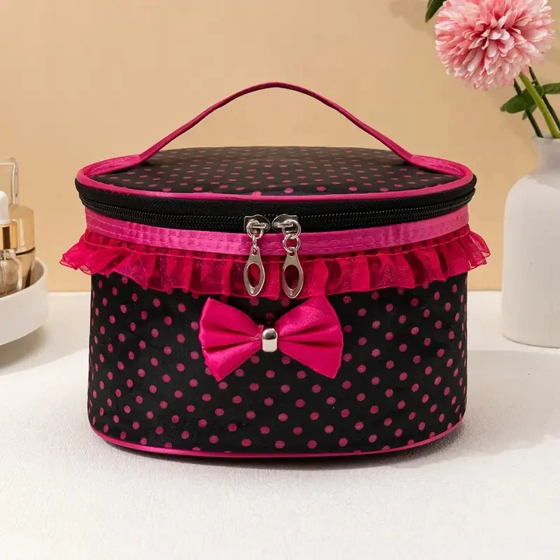 Waterproof Black Dot Bow Makeup Bag with Handle, Compact Cosmetic Organizer for Women & Girls, Travel Toiletry Pouch for Gym, Sc
Waterproof Black Dot Bow Makeup Bag with Handle, Compact Cosmetic Organizer for Women & Girls, Travel Toiletry Pouch for Gym, Sc
