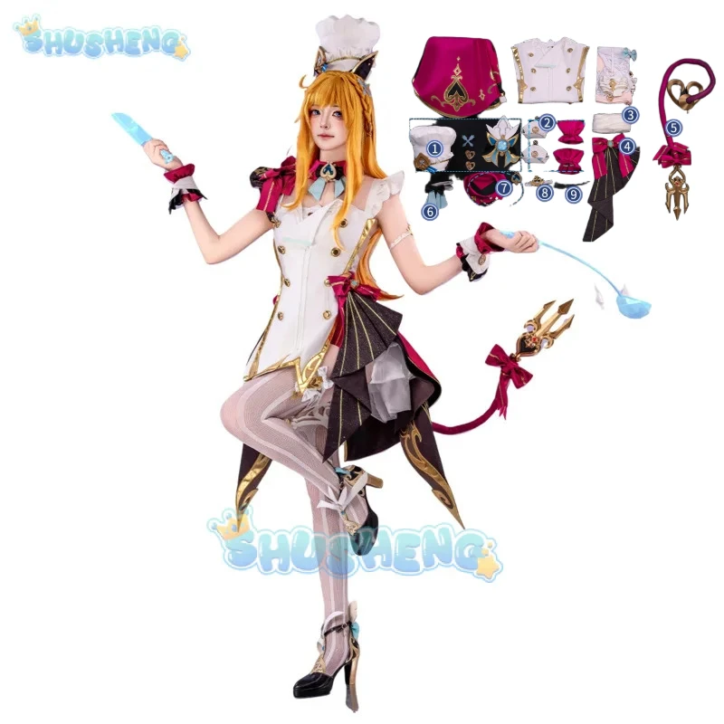 Escoffier Cosplay Costume Genshin Impact Dress Hat Headwear Tail Socks Props Full Set For Women Girls Men Fontaine Halloween
Escoffier Cosplay Costume Genshin Impact Dress Hat Headwear Tail Socks Props Full Set For Women Girls Men Fontaine Halloween