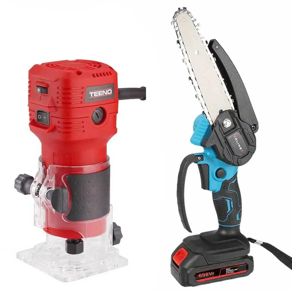 Mini Handheld Cordless Chainsaw for Garden Pruning & 650W Electric Wood Trimmer/Router, 32000 RPM 6-Speed Adjustment, Includes 12pcs 1/4' Router Bits Set, Guide Fence & Portable Storage Case for Professional Woodworking, Grooving, and Edging Projects
Mini Handheld Cordless Chainsaw for Garden Pruning & 650W Electric Wood Trimmer/Router, 32000 RPM 6-Speed Adjustment, Includes 12pcs 1/4' Router Bits Set, Guide Fence & Portable Storage Case for Professional Woodworking, Grooving, and Edging Projects